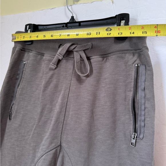 AllSaints Zodiac Cotton Sweat Pants Jogger Drawstring Zip Pocket Pants Harem Tan - Picture 14 of 16